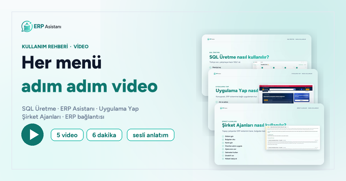 Erp Asistanı Video Rehberler: Her Menü Adım Adım (5 Video)