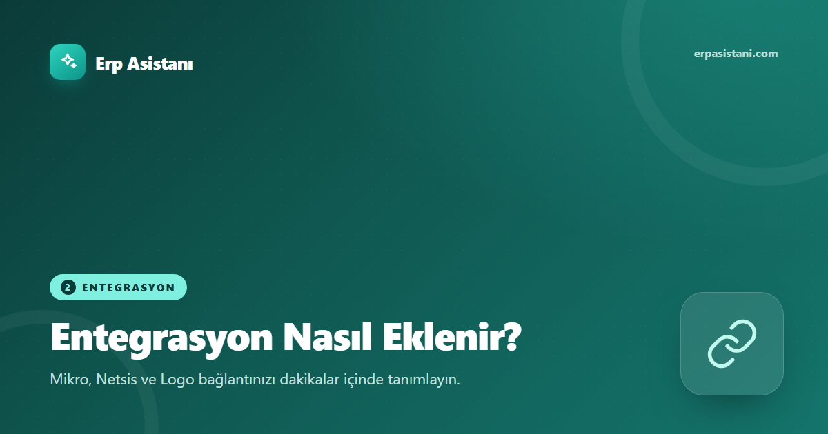Entegrasyon Nasıl Eklenir? Mikro, Netsis ve Logo Bağlantısı Kurma