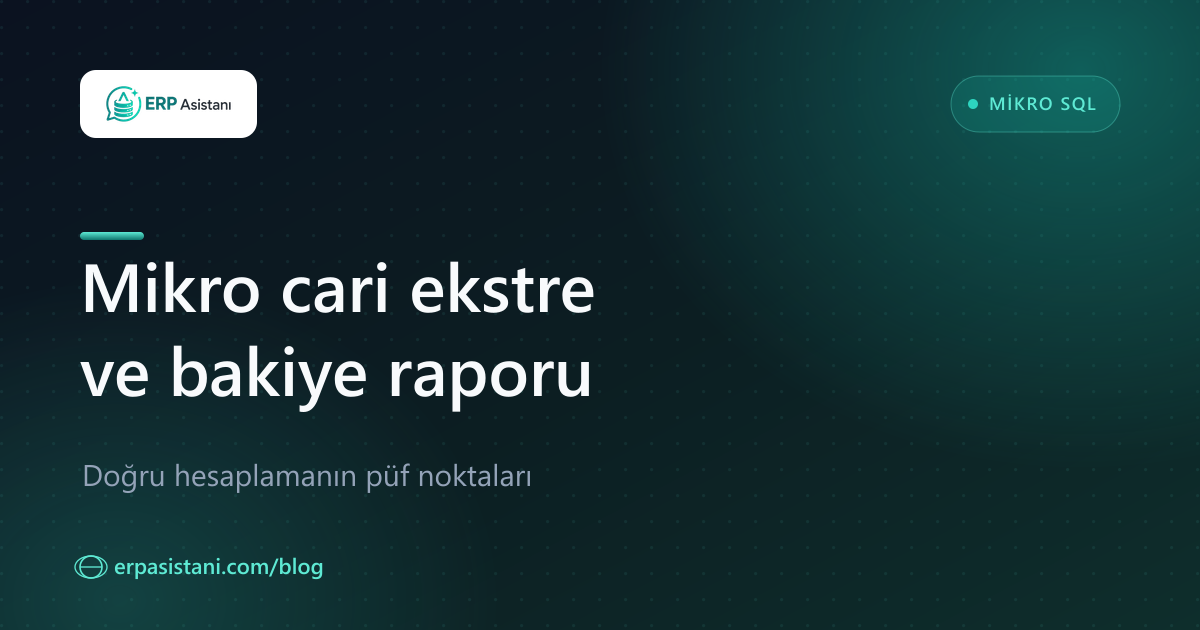 Mikro Cari Ekstre ve Bakiye Raporu: Doğru Hesaplamanın Püf Noktaları