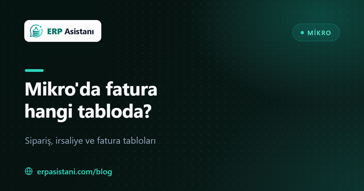 Mikro'da Fatura Hangi Tabloda? Sipariş, İrsaliye ve Fatura Tablo Rehberi