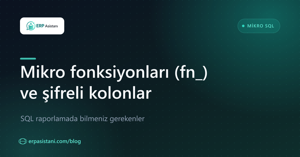 Mikro Fonksiyonları (fn_) ve Şifreli Kolonlar: SQL Raporlamada Bilmeniz Gerekenler