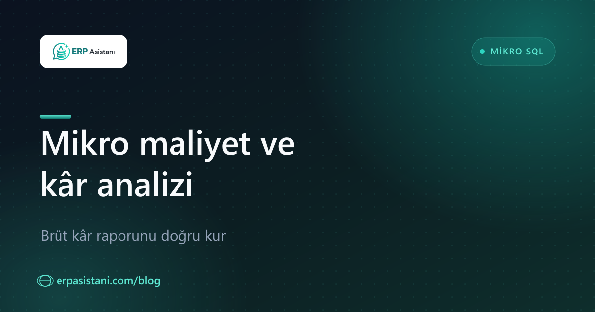 Mikro'da Maliyet ve Kâr Analizi: Brüt Kâr Raporunu Doğru Kurmak