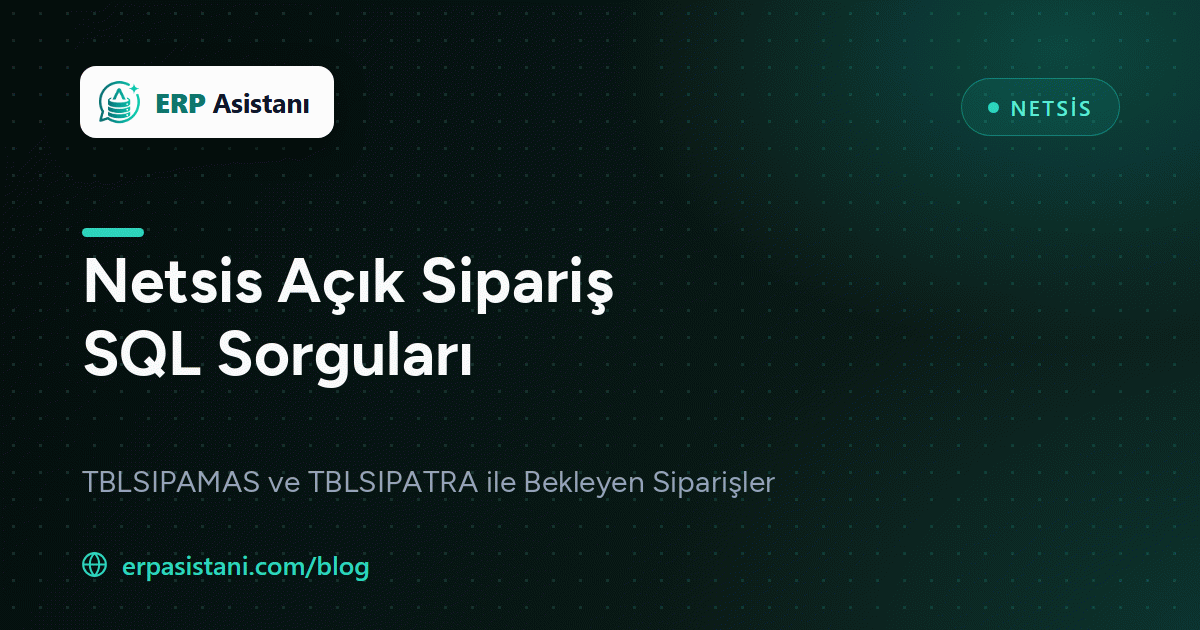 Netsis Açık Siparişler SQL: TBLSIPAMAS ve TBLSIPATRA Rehberi