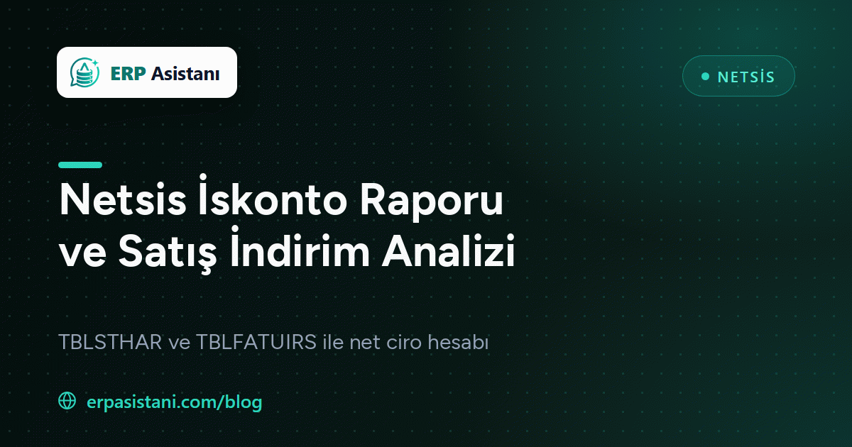 Netsis İskonto Raporu SQL: TBLSTHAR ve TBLFATUIRS İndirim Analizi