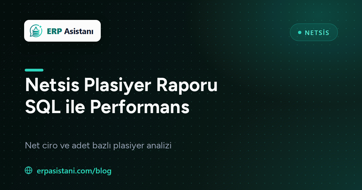 Netsis Plasiyer Bazlı Satış Raporu SQL: PLASIYER_KODU ile Performans