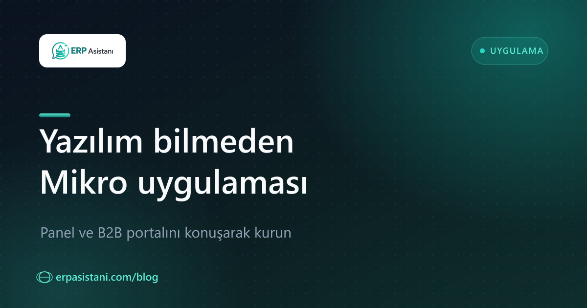 Yazılım Bilmeden Mikro'ya Bağlı Panel ve B2B Uygulaması Kurmak